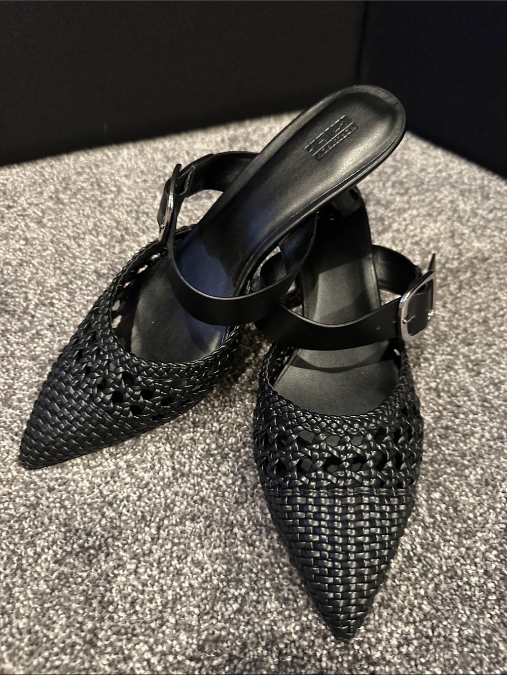 Nordstrom Rack  Black Woven Pointed-Toed with Buckle Strap